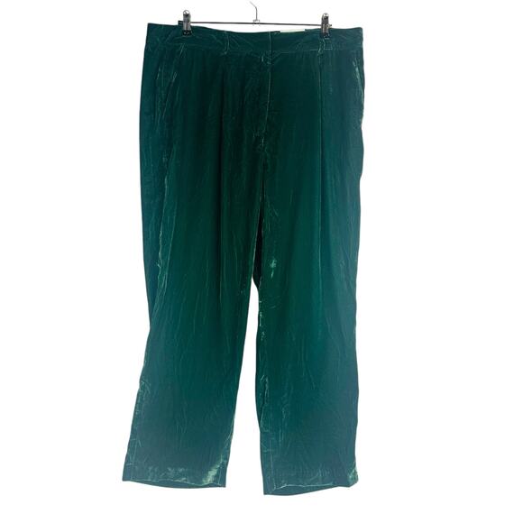New Old Navy Womans XL Pants Taylor Trouser Pants Green Velvet Wide Leg NWT - Picture 2 of 11